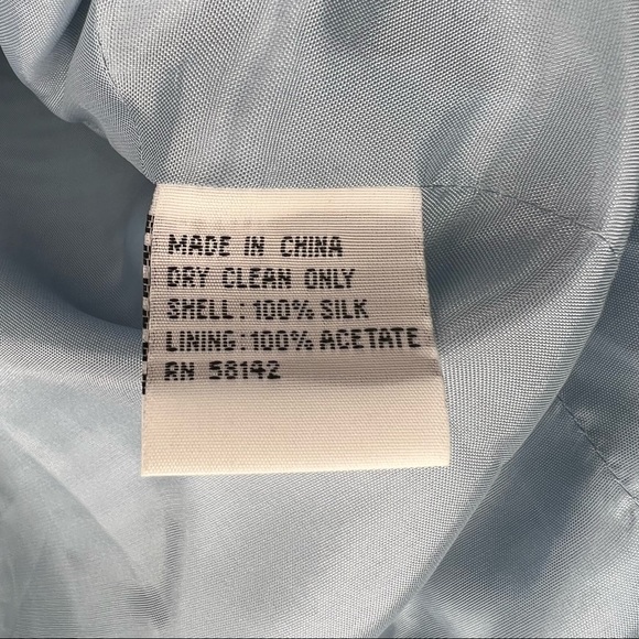 Talbots 100% Silk 3/4 Sleeve Striped Open Blazer in Blue/White 10 - Picture 9 of 9